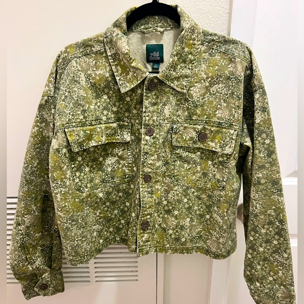 Wild Fable Green Floral Button Jacket- M